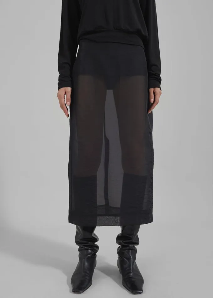 Clothing Women The Frankie Shop Yara Sheer Midi Skirt 8211 Black