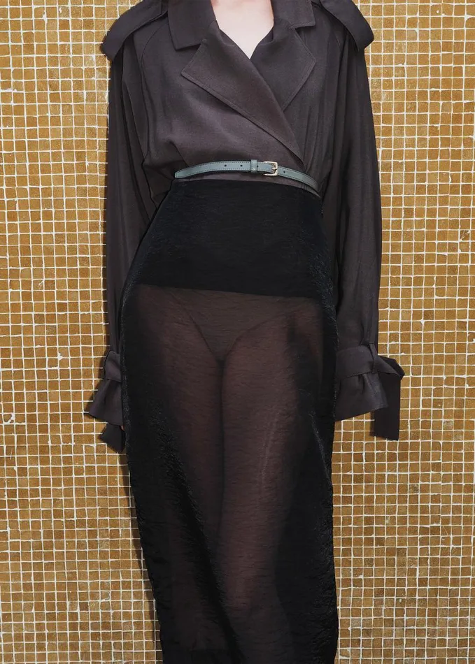Clothing Women The Frankie Shop Yara Sheer Midi Skirt 8211 Black