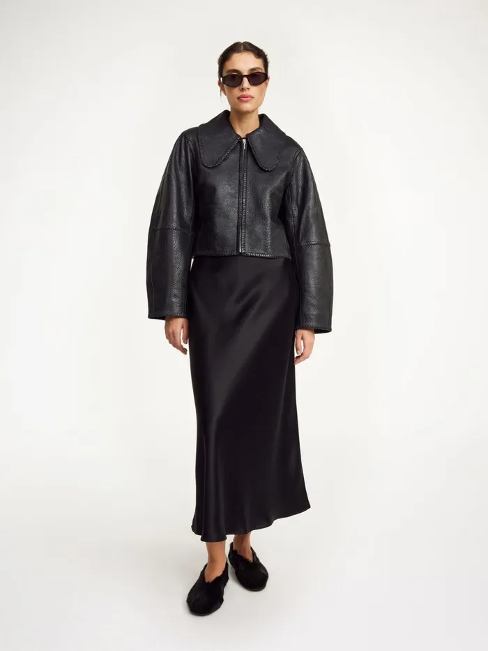 Coats and Jackets Women By Malene Birger Rowani Leather Jacket Black