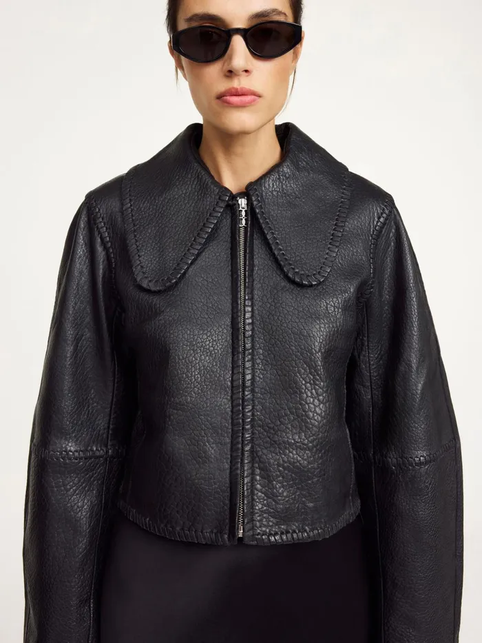 Coats and Jackets Women By Malene Birger Rowani Leather Jacket Black