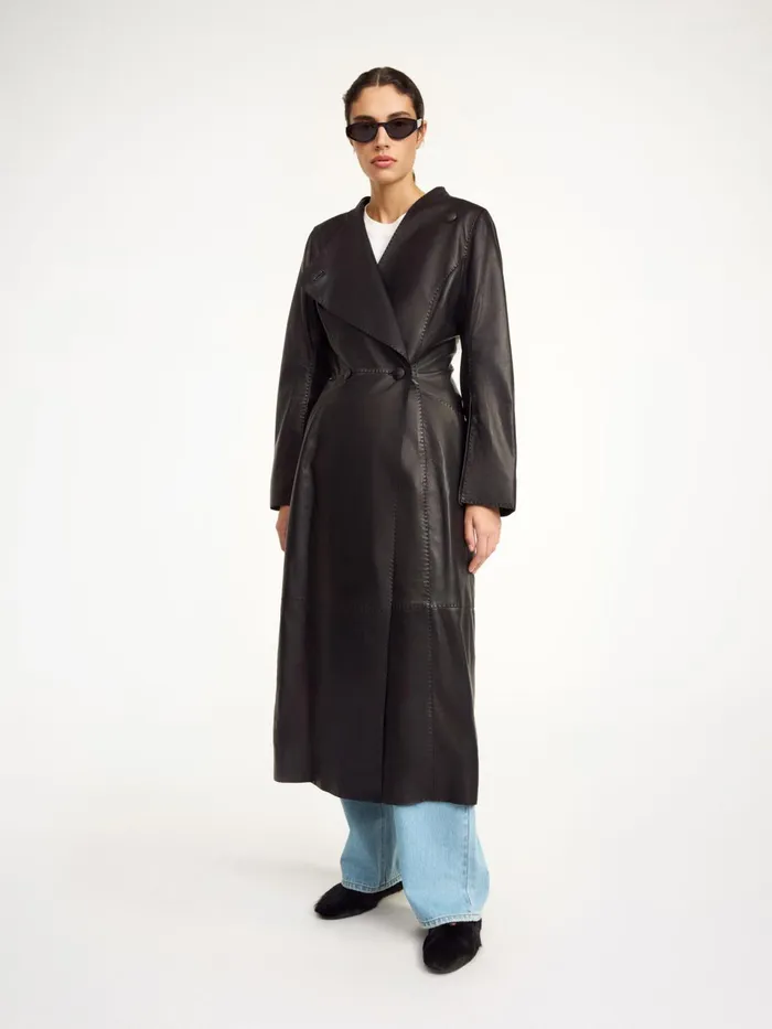 Coats and Jackets Women By Malene Birger Sirrena Leather Coat Black