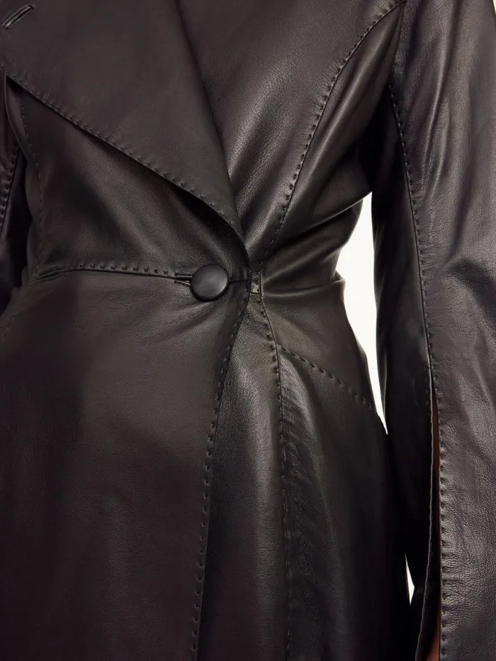 Coats and Jackets Women By Malene Birger Sirrena Leather Coat Black