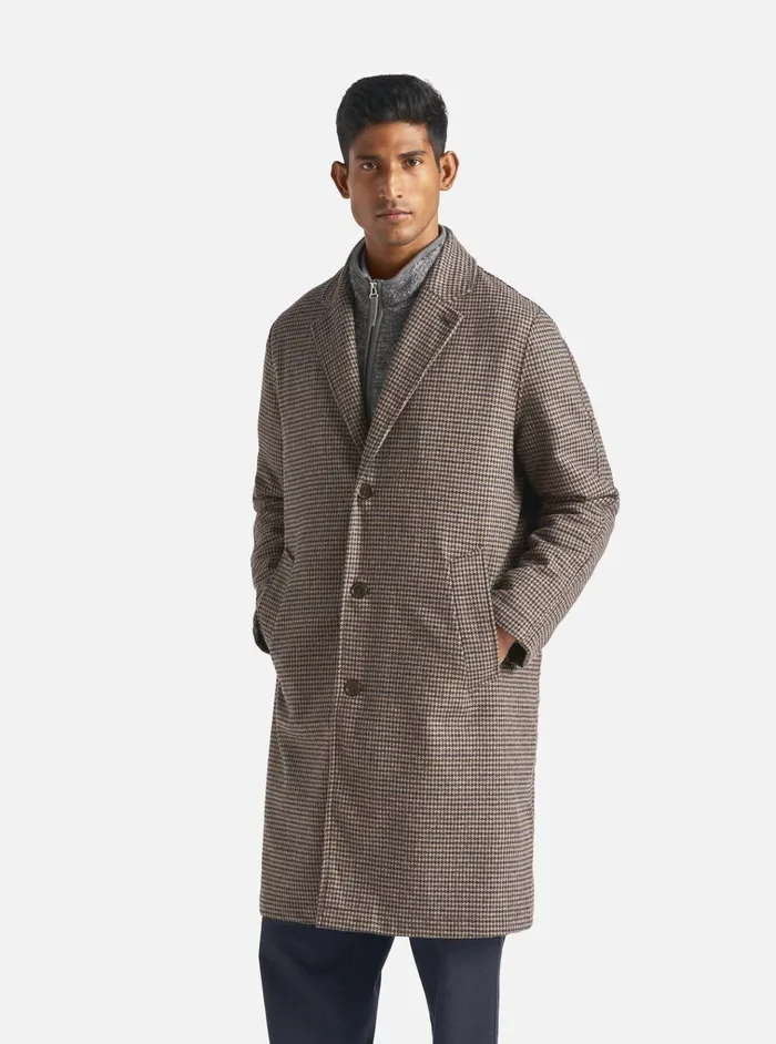 Coats and Outerwear Men Universal Works Universal Works Top Coat In StoneNavy Carde Tweed Coats and Outerwear Men Universal Works Universal Works Top Coat In StoneNavy Carde Tweed