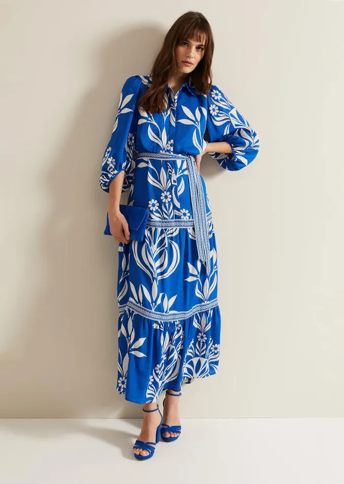 Coralie Print Shirt Midaxi Dress Multicoloured Women Phase Eight Dresses