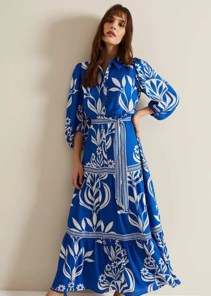 Coralie Print Shirt Midaxi Dress Multicoloured Women Phase Eight Dresses