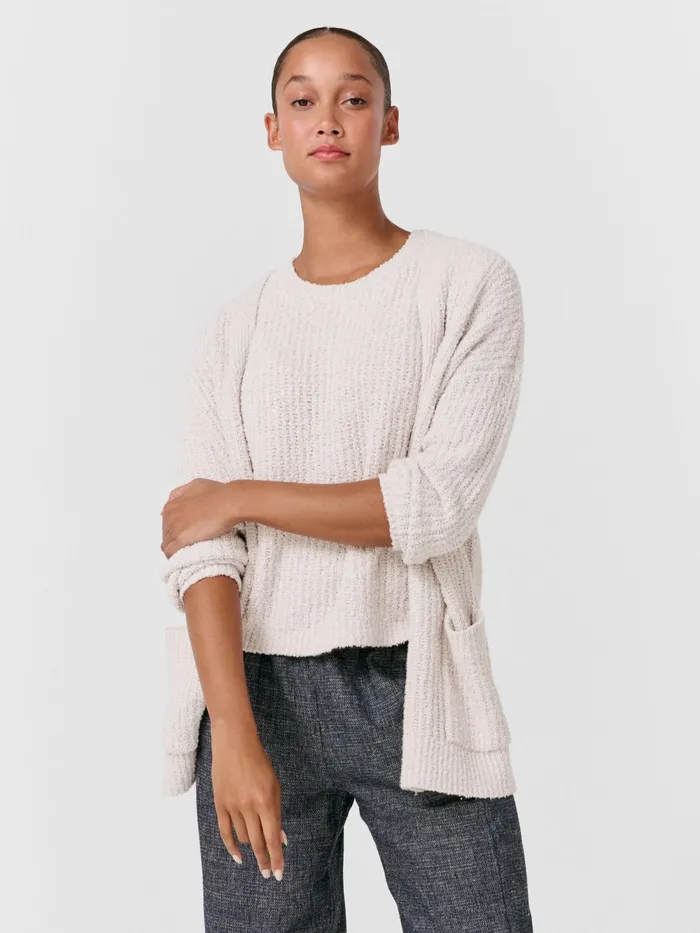 Cotton Fluff Cardigan Bone Women Eileen Fisher Sweaters and Cardigans