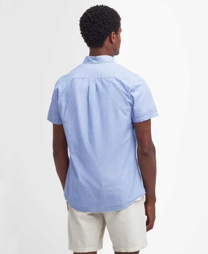 Crest Poplin Tailored ShortSleeved Shirt Pink Men Barbour Shirts