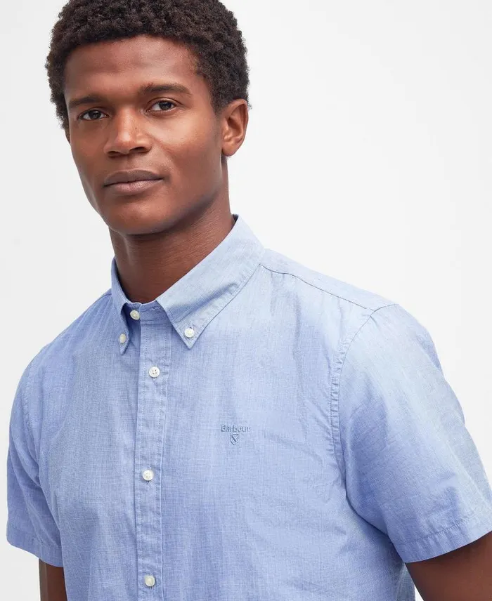 Crest Poplin Tailored ShortSleeved Shirt Pink Men Barbour Shirts