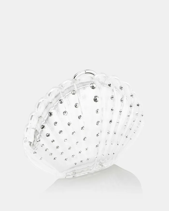 Crystal Shell Clutch Silver Women Aquazzura Clutch Bags