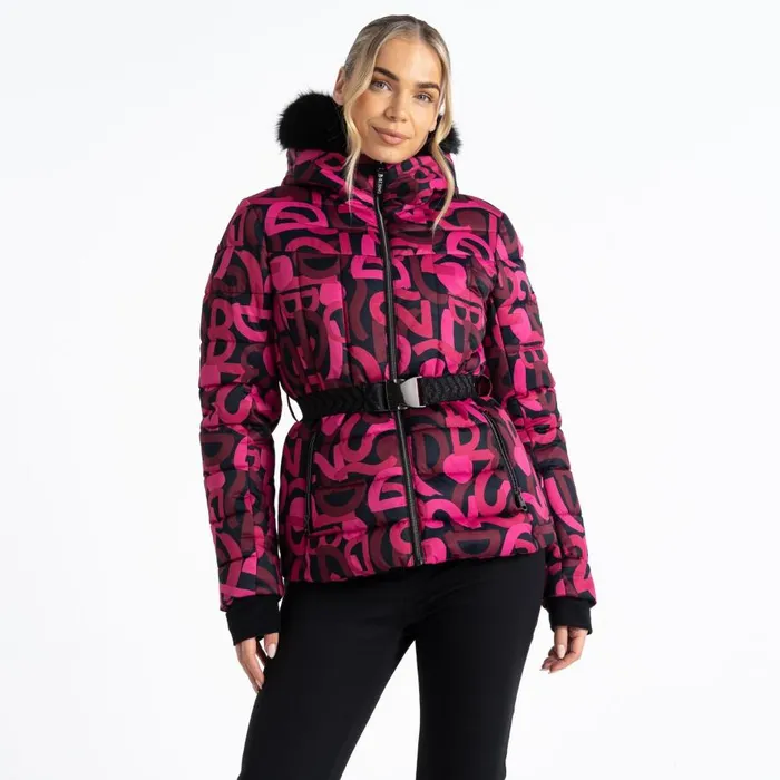 Dare 2b Crevasse Ski Jacket Pure Pink Graffiti Print Women Waterproof Jackets
