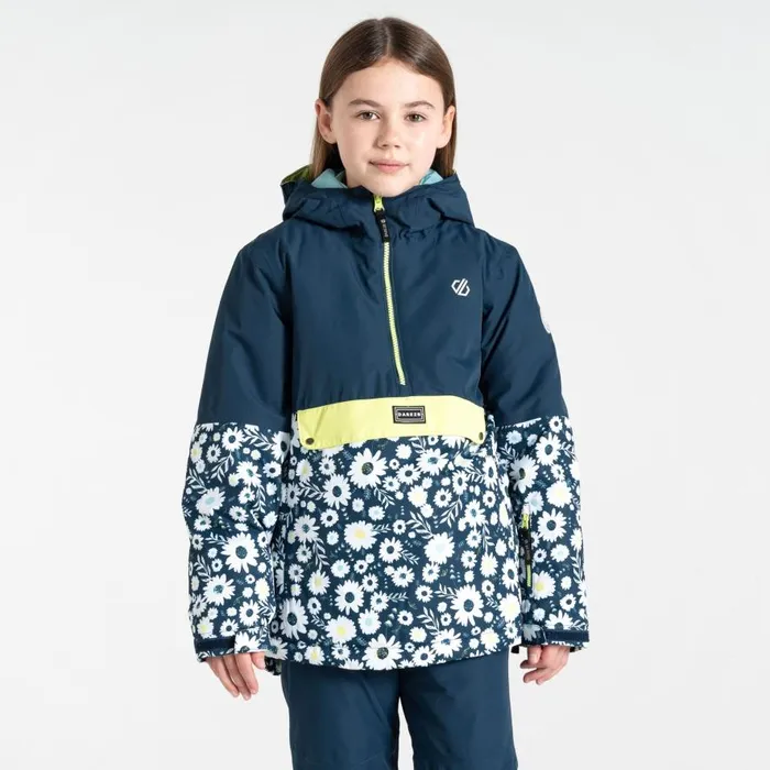 Dare 2b Freehand Overhead Ski Jacket Moonlight Denim Daisy Print Kids Ski Jackets
