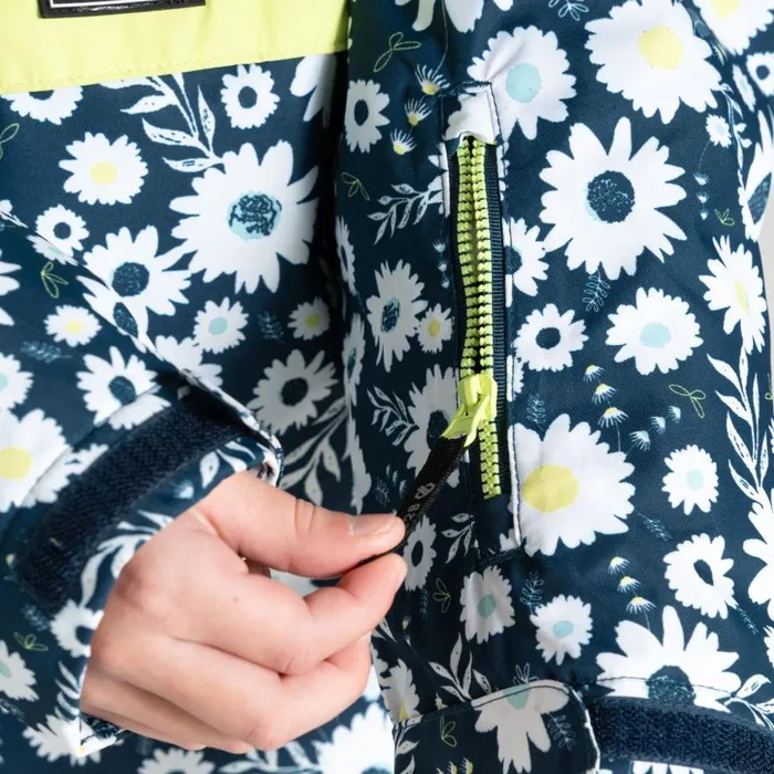 Dare 2b Freehand Overhead Ski Jacket Moonlight Denim Daisy Print Kids Ski Jackets