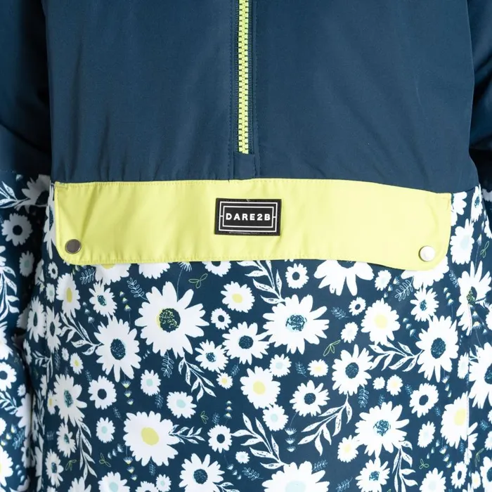 Dare 2b Freehand Overhead Ski Jacket Moonlight Denim Daisy Print Kids Ski Jackets