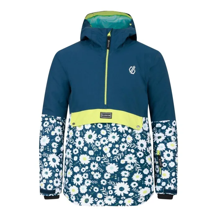 Dare 2b Freehand Overhead Ski Jacket Moonlight Denim Daisy Print Kids Ski Jackets