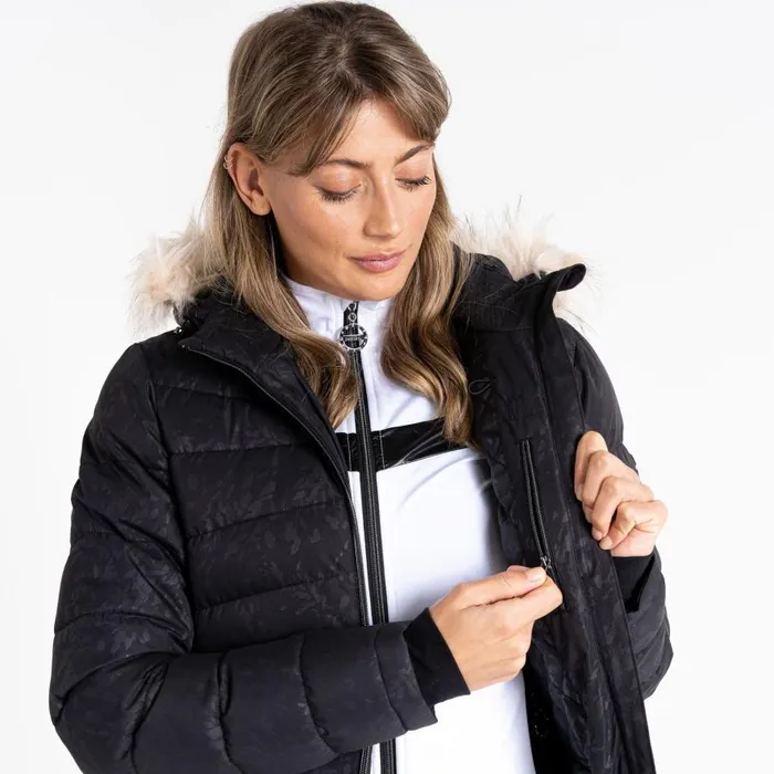 Dare 2b Glamorize III Padded Ski Jacket Black Petal Print Women Waterproof Jackets