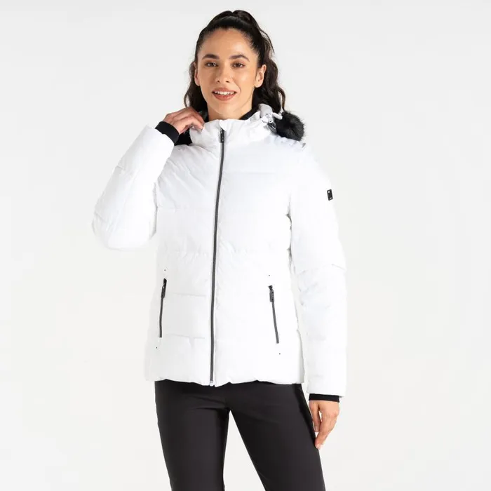 Dare 2b Glamourize V Baffled Ski Jacket White Women Insulated Jackets