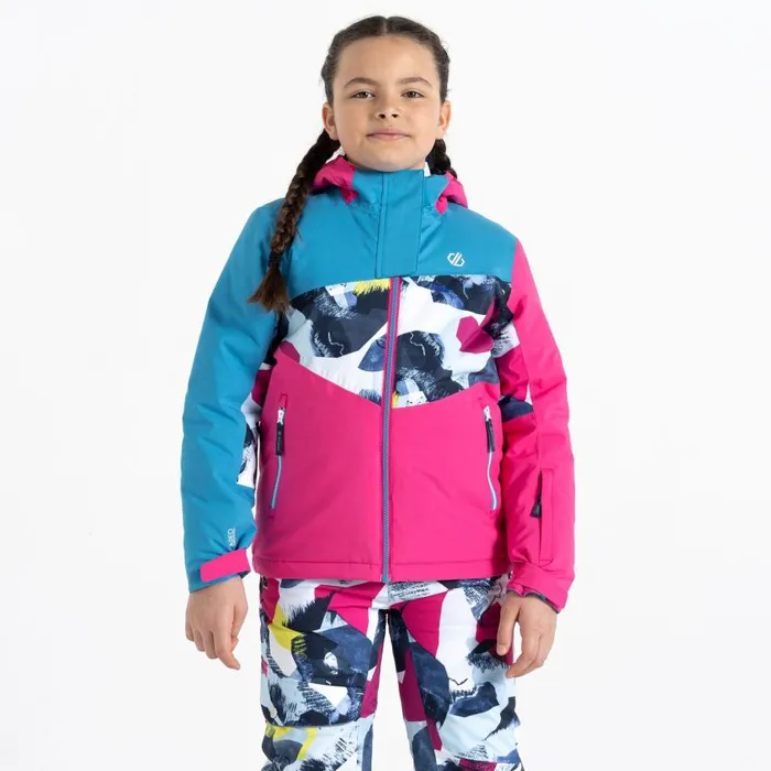 Dare 2b Humour II Ski Jacket Blue Pink Mountain Print Kids Ski Jackets