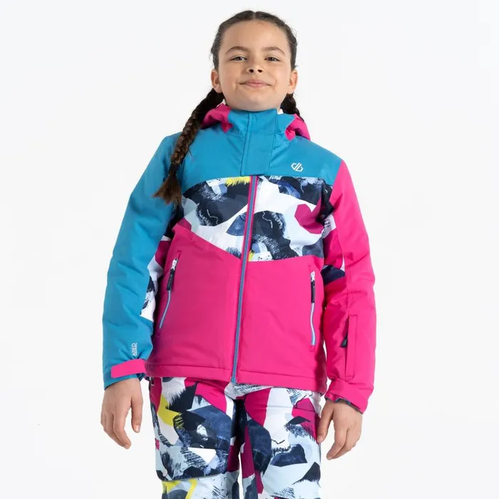 Dare 2b Humour II Ski Jacket Blue Pink Mountain Print Kids Ski Jackets
