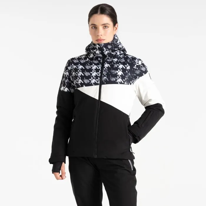 Dare 2b Ice III Ski Jacket Black Dogtooth Print Women Ski Jacket