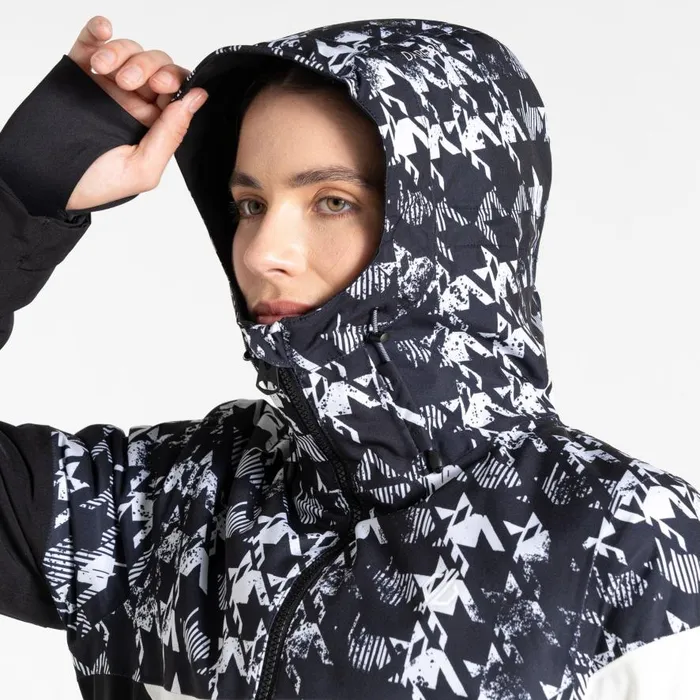 Dare 2b Ice III Ski Jacket Black Dogtooth Print Women Ski Jacket