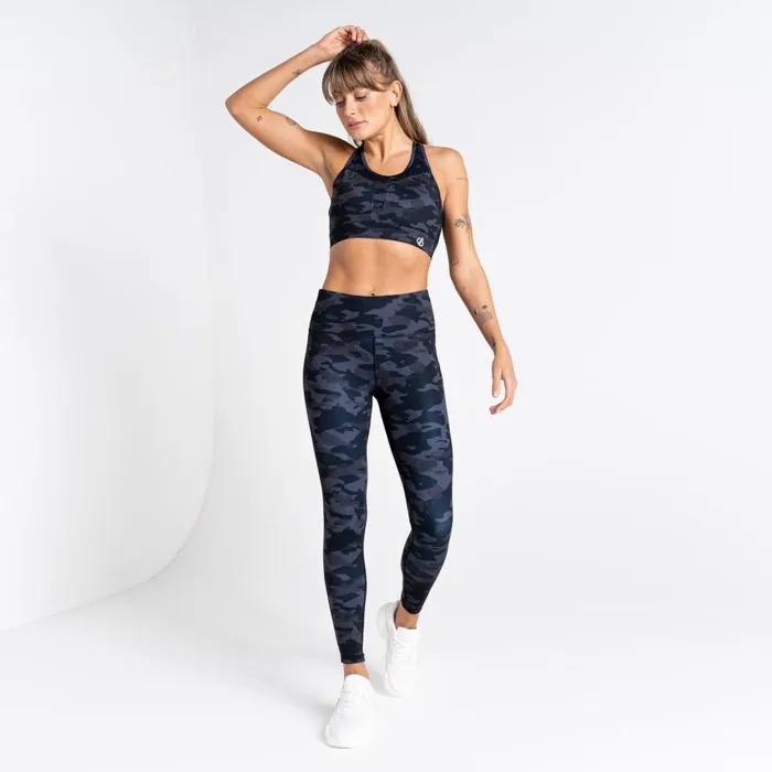 Dare 2b Mantra Recycled Sports Bra Black Camo Print Women Low Impact
