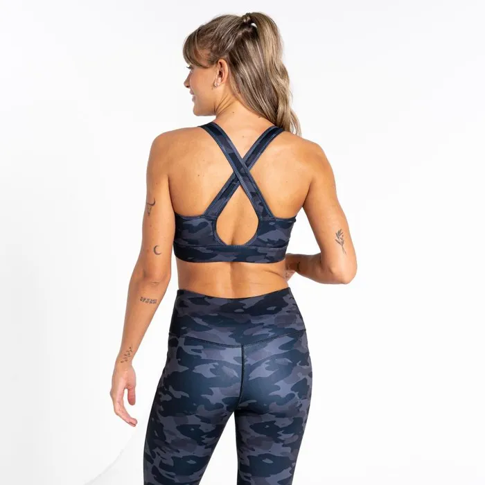 Dare 2b Mantra Recycled Sports Bra Black Camo Print Women Low Impact
