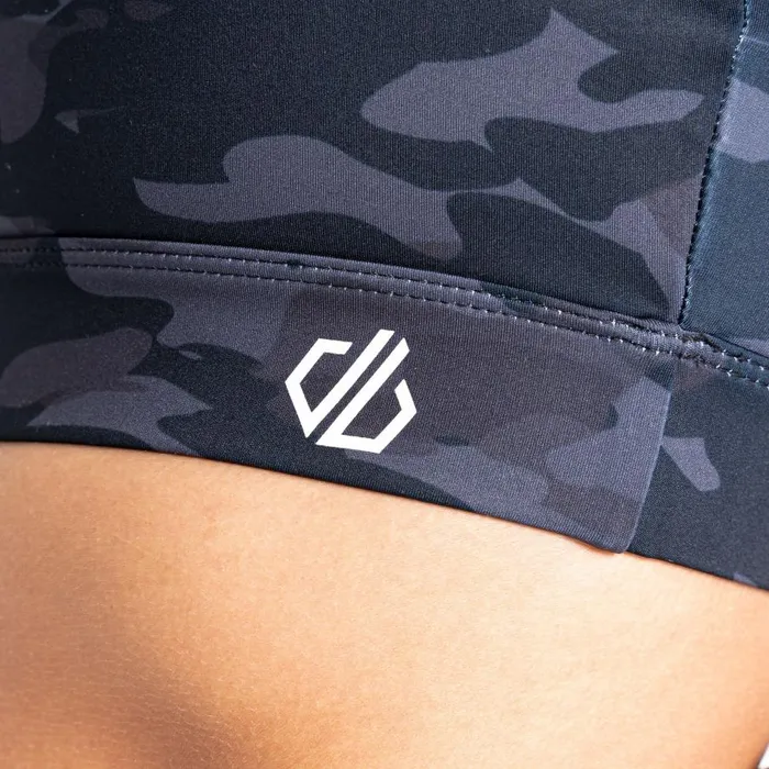Dare 2b Mantra Recycled Sports Bra Black Camo Print Women Low Impact