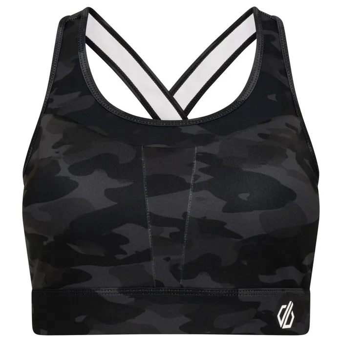 Dare 2b Mantra Recycled Sports Bra Black Camo Print Women Low Impact