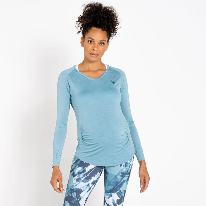 Dare 2b Maternity Discern Long Sleeve TShirt Cameo Green Women Gym Tops