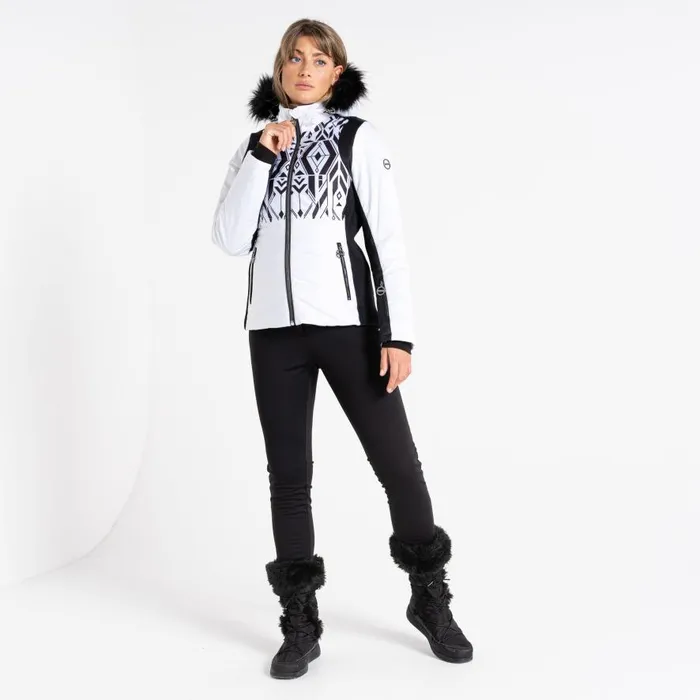 Dare 2b Prestige II Luxe Ski Jacket White Black Print Women Waterproof Jackets