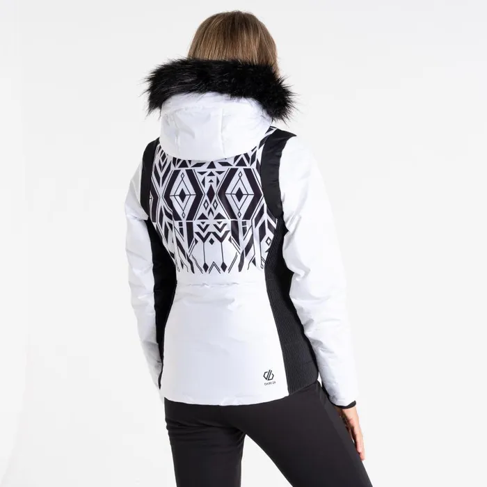 Dare 2b Prestige II Luxe Ski Jacket White Black Print Women Waterproof Jackets