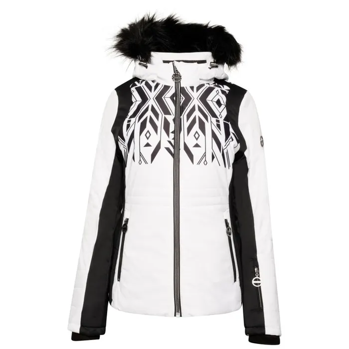 Dare 2b Prestige II Luxe Ski Jacket White Black Print Women Waterproof Jackets