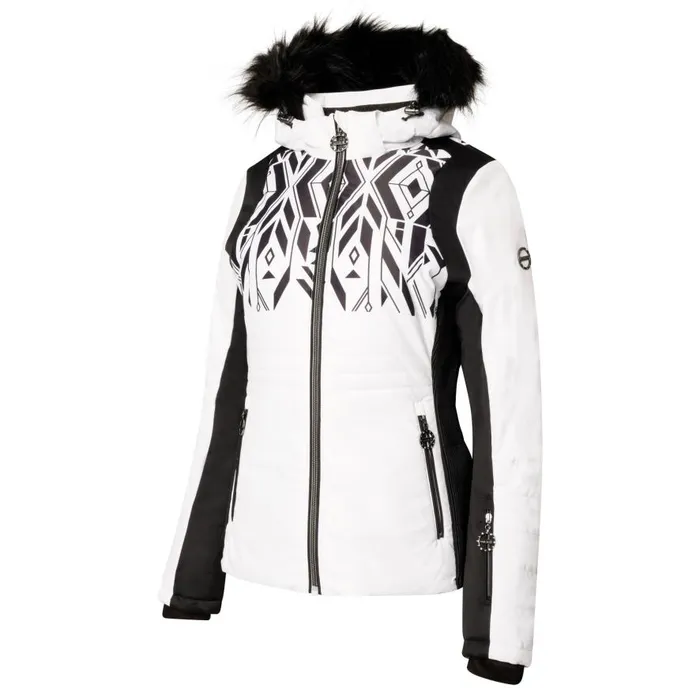 Dare 2b Prestige II Luxe Ski Jacket White Black Print Women Waterproof Jackets