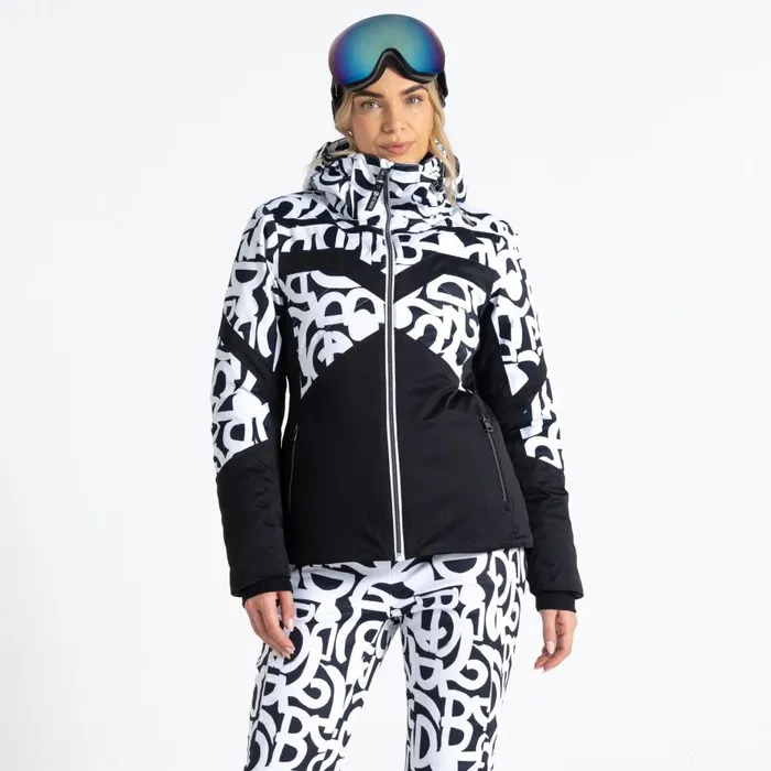 Dare 2b Rocker Ski Jacket Black White Graffiti Print Women Waterproof Jackets