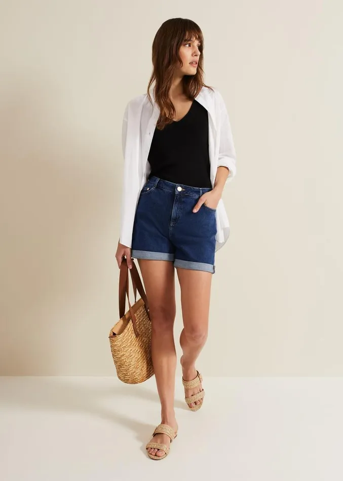 Denise Denim Shorts Mid Wash Blue Women Phase Eight Trousers