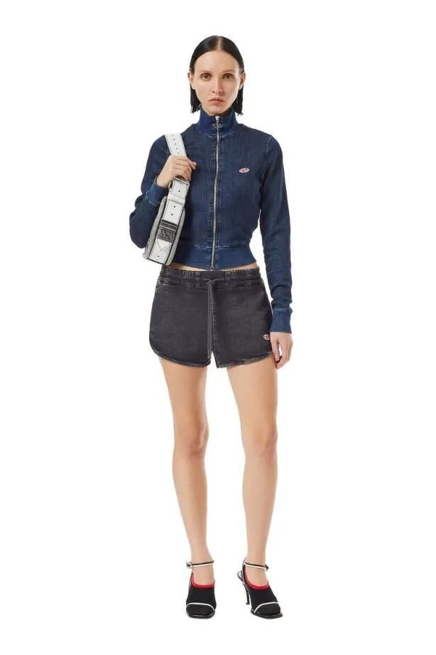 Diesel Dsunny Track Denim Running Shorts Blackdark Grey Women Pants and Shorts