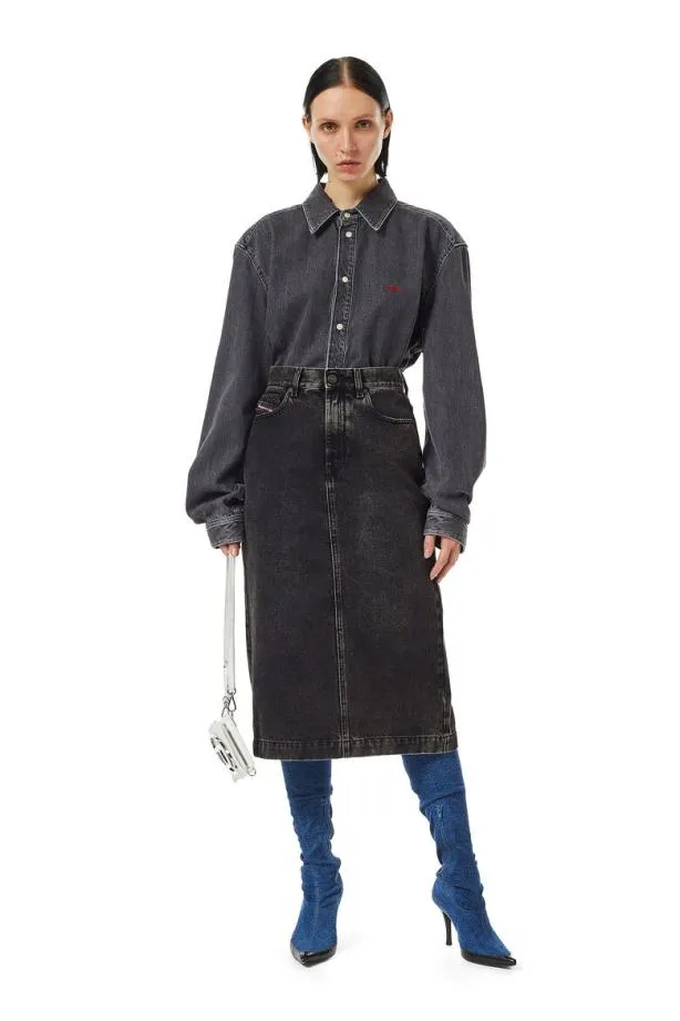 Diesel Deronny Pencil Skirt Blackdark Grey Women Skirts