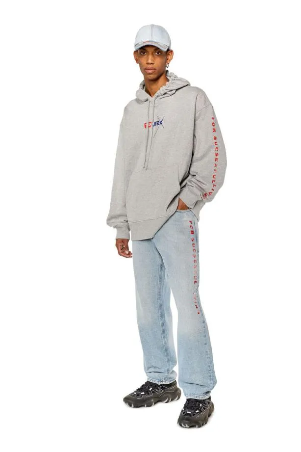 Diesel Dxsmacshood Grey Men Sweatshirts and Hoodies