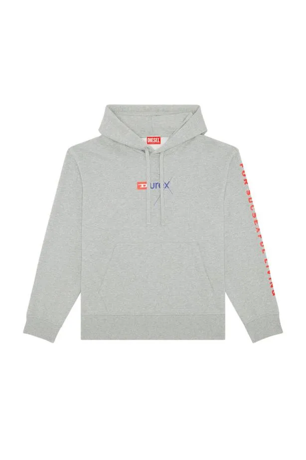 Diesel Dxsmacshood Grey Men Sweatshirts and Hoodies