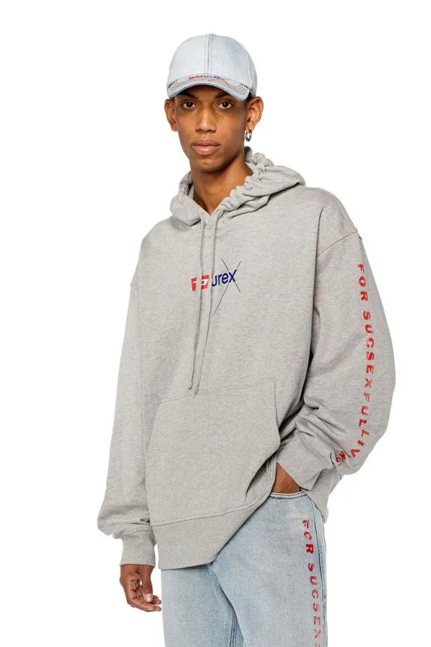 Diesel Dxsmacshood Grey Men Sweatshirts and Hoodies