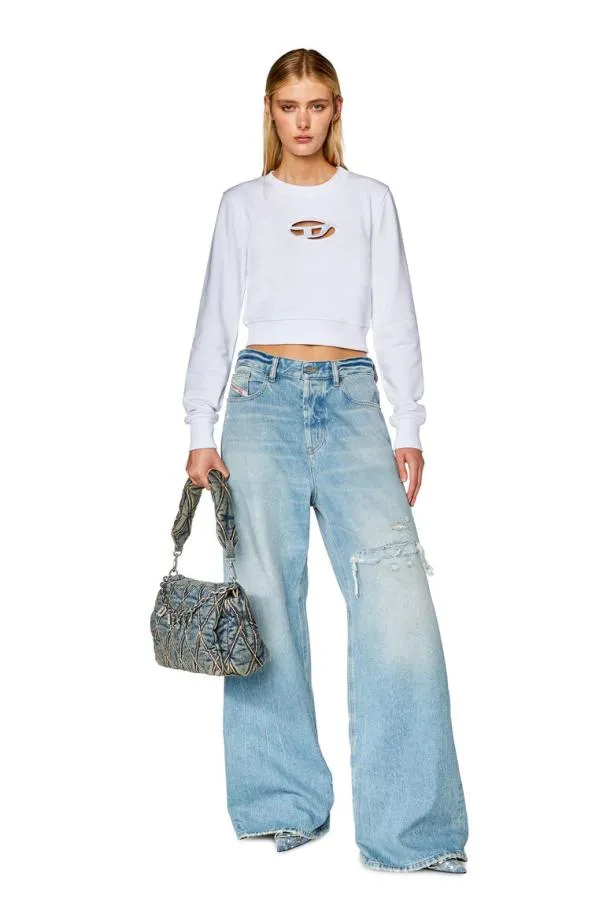 Diesel Fslimmyod White Women Sweatshirts and Hoodies