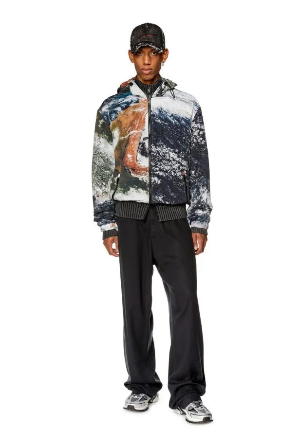 Diesel Jwarrettprint Blackwhite Men Jackets