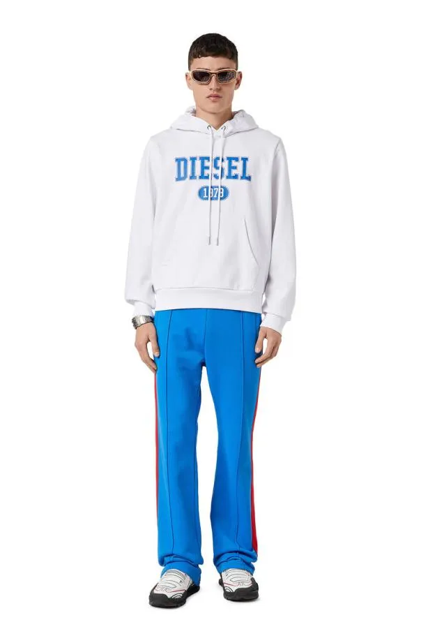 Diesel Sginnhoodk25 White Men Sweatshirts and Hoodies