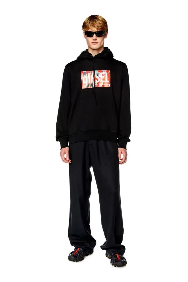 Diesel Sginnhoodl4 Black Men Sweatshirts and Hoodies