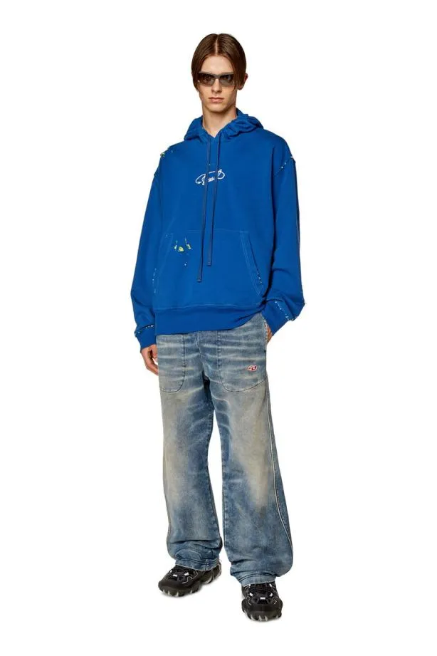 Diesel Smacshoodl2 Blue Men Sweatshirts and Hoodies