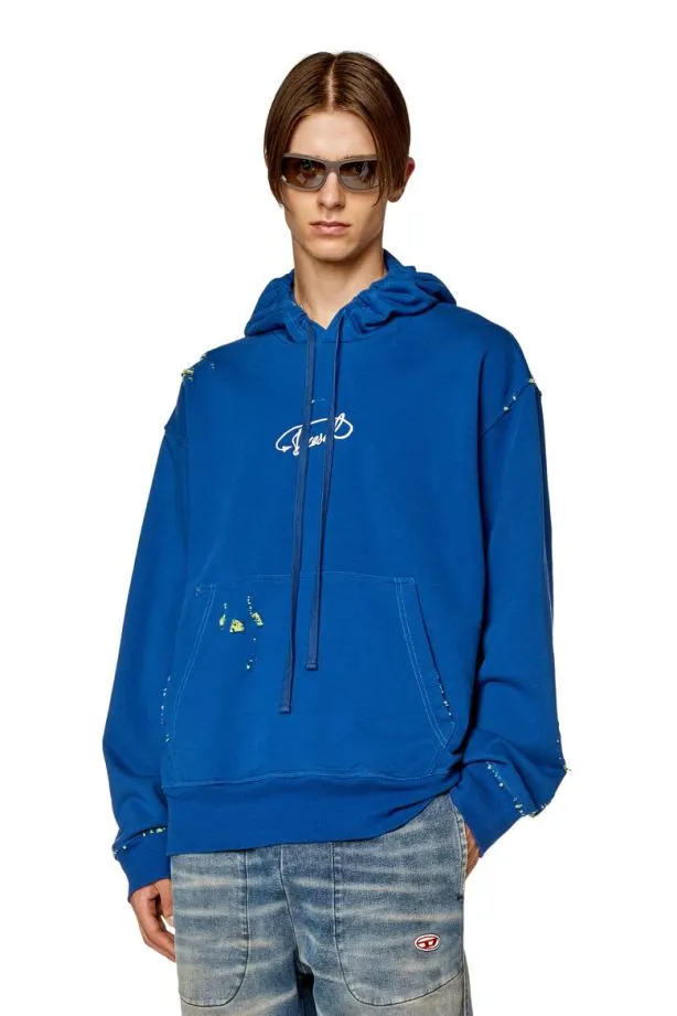 Diesel Smacshoodl2 Blue Men Sweatshirts and Hoodies