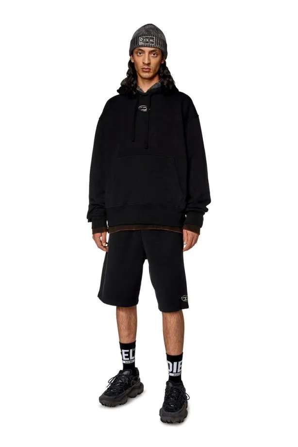 Diesel Smacshoodod Black Men Sweatshirts and Hoodies