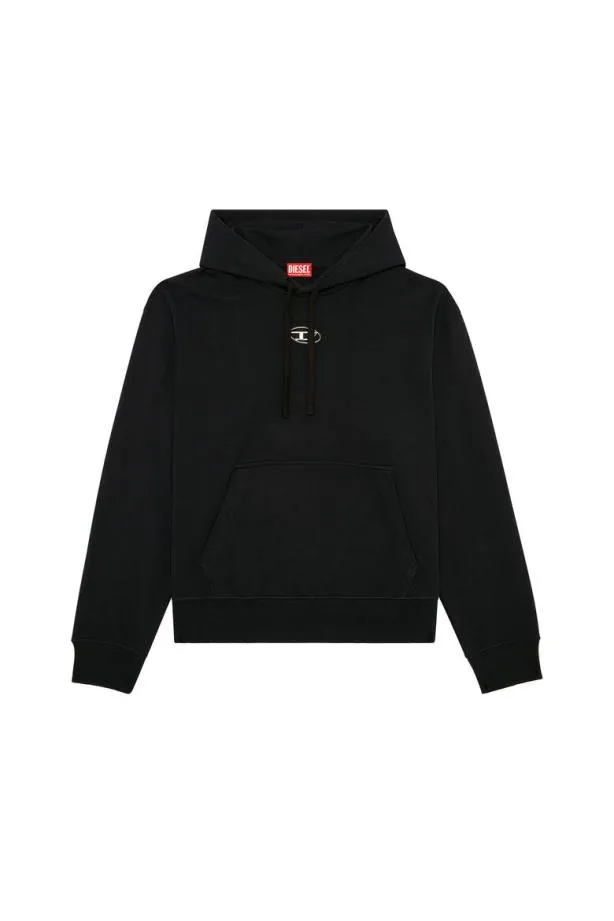 Diesel Smacshoodod Black Men Sweatshirts and Hoodies