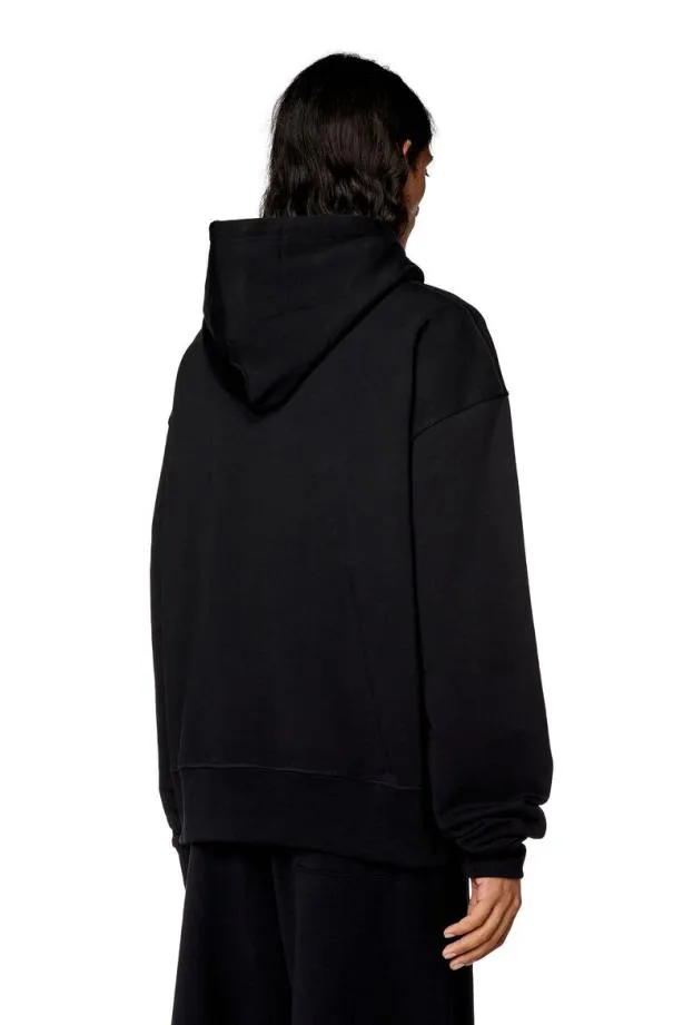 Diesel Smacshoodod Black Men Sweatshirts and Hoodies