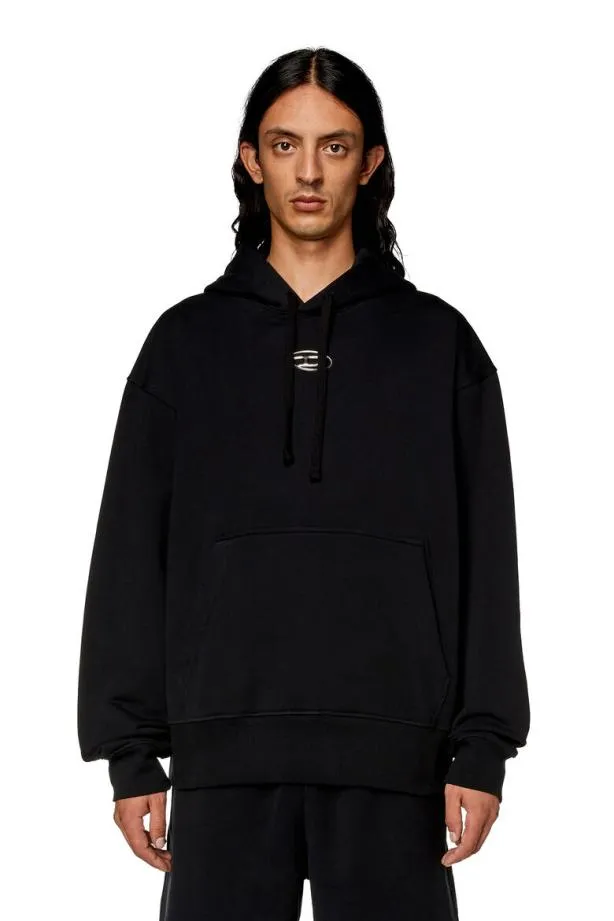 Diesel Smacshoodod Black Men Sweatshirts and Hoodies